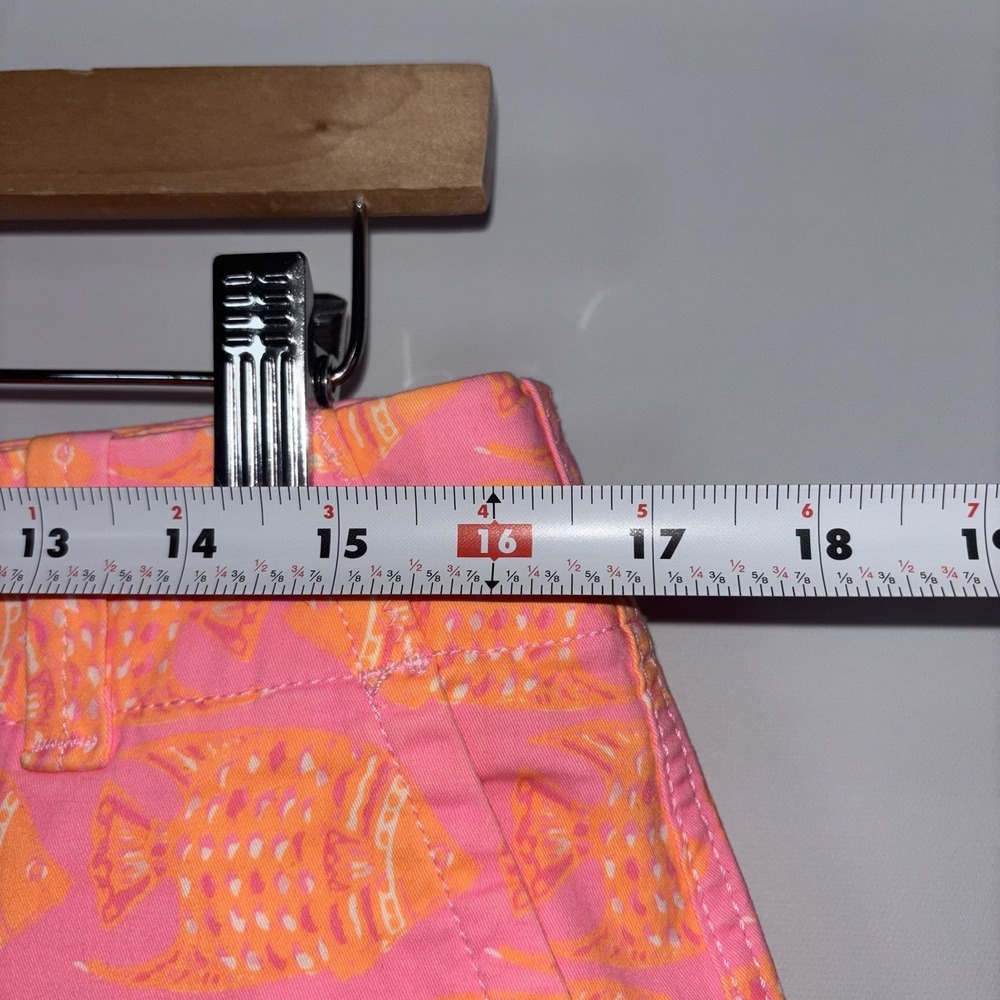 Vineyard Vines Pink Orange Fish Print Cotton Shorts Size 6 Summer Preppy - Picture 4 of 9